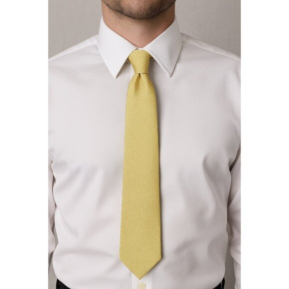 Tommy Hilfiger 100% Silk Tie Yellow Geometric Pattern Made in USA - Picture 5 of 5